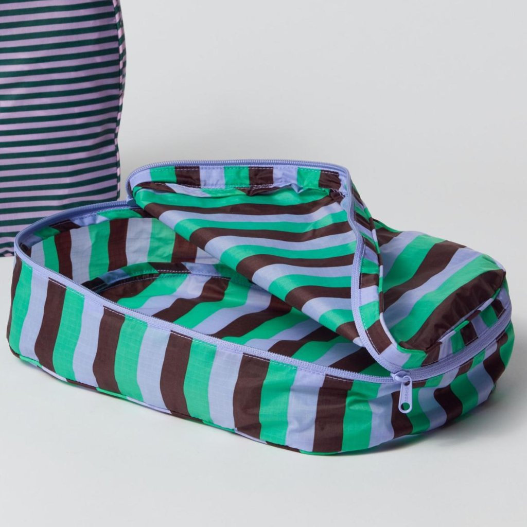Nwot Baggu Packing Cube Medium - Mint 90s Stripe (Vacation Stripe)